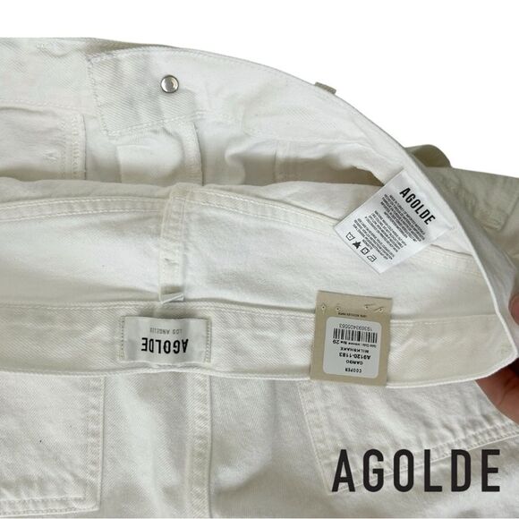 AGOLDE **NWT** Cooper High-Rise Denim Cargo Pants in Milkshake White - Picture 10 of 13